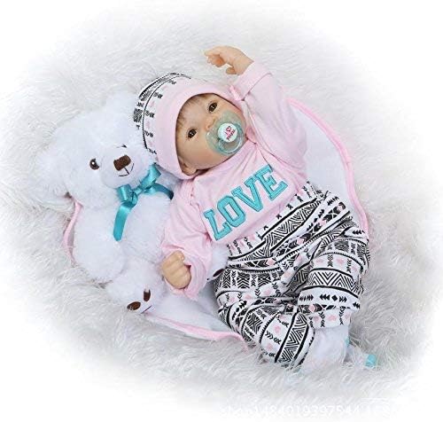 Miniatura 3 de Muñecas Reborn Ropa de bebé Rosa Linda para muñeca Reborn de 18 a 22 pulgadas, accesorios de vestimenta con patrón de oso lindo juego de 4 piezas