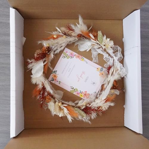 Corona de flores secas para novia Boho miniatura 3
