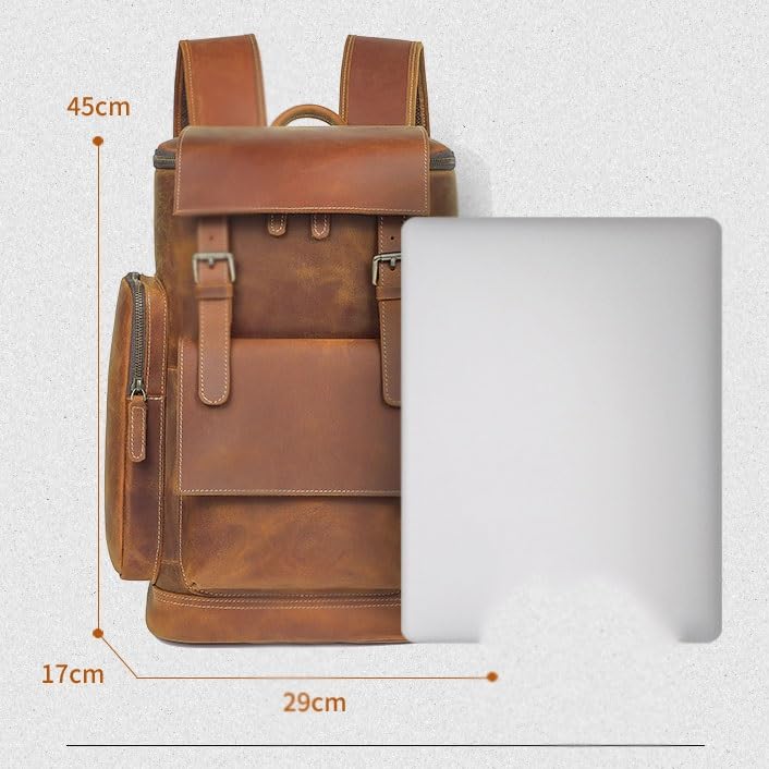 European and American Retro Crazy Horse Cowhide Backpack Outdoor Travel Bag Large Capacity Computer Men's Backpack2