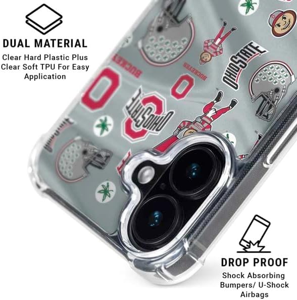 Skinit Clear Phone Case Compatible with iPhone 17 - Officially Licensed Ohio State University Pattern Design