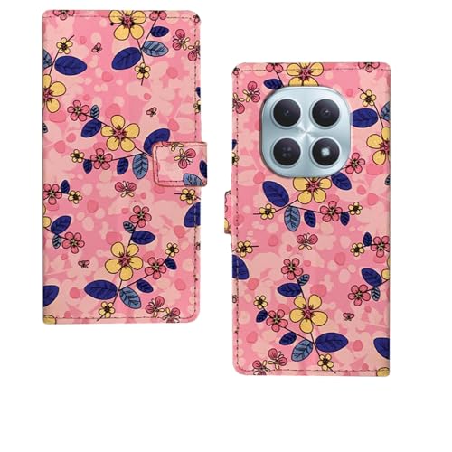 Image of amazon basics Redmi Note 15 5G Flip Cover | Card Pockets Wallet & Stand | Flip Cover for Redmi Note 15 5G (Pink Flower)