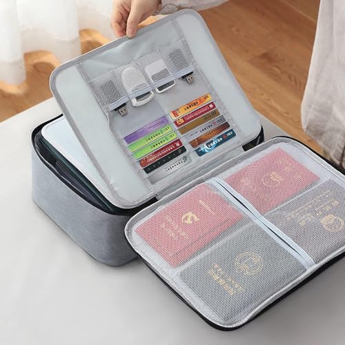 Image of Fireproof Waterproof Document Bag with Lock - Portable Waterproof Document Organizer for Important File - Fire Proof Travel Storage Case with Zipper for Laptop,Passport,Certificates (Bag)