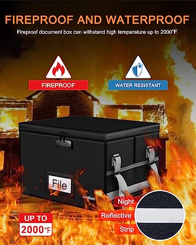 JUNDUN File Box with Lock,Fireproof Document Box with Handle and Zipper,Collapsible File Organiser,Home Office Fire Safe Storage Filing Box for A4 Suspension File Folder - Cosy Home Interiors JUNDUN File Box with Lock,Fireproof Document Box with Handle and Zipper,Collapsible File Organiser,Home Office Fire Safe Storage Filing Box for A4 Suspension File Folder - Image 2