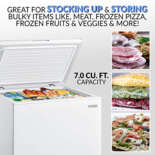 Igloo 7.0 Cu. Ft. Chest Freezer with Removable Basket Free-Standing Door Temperature