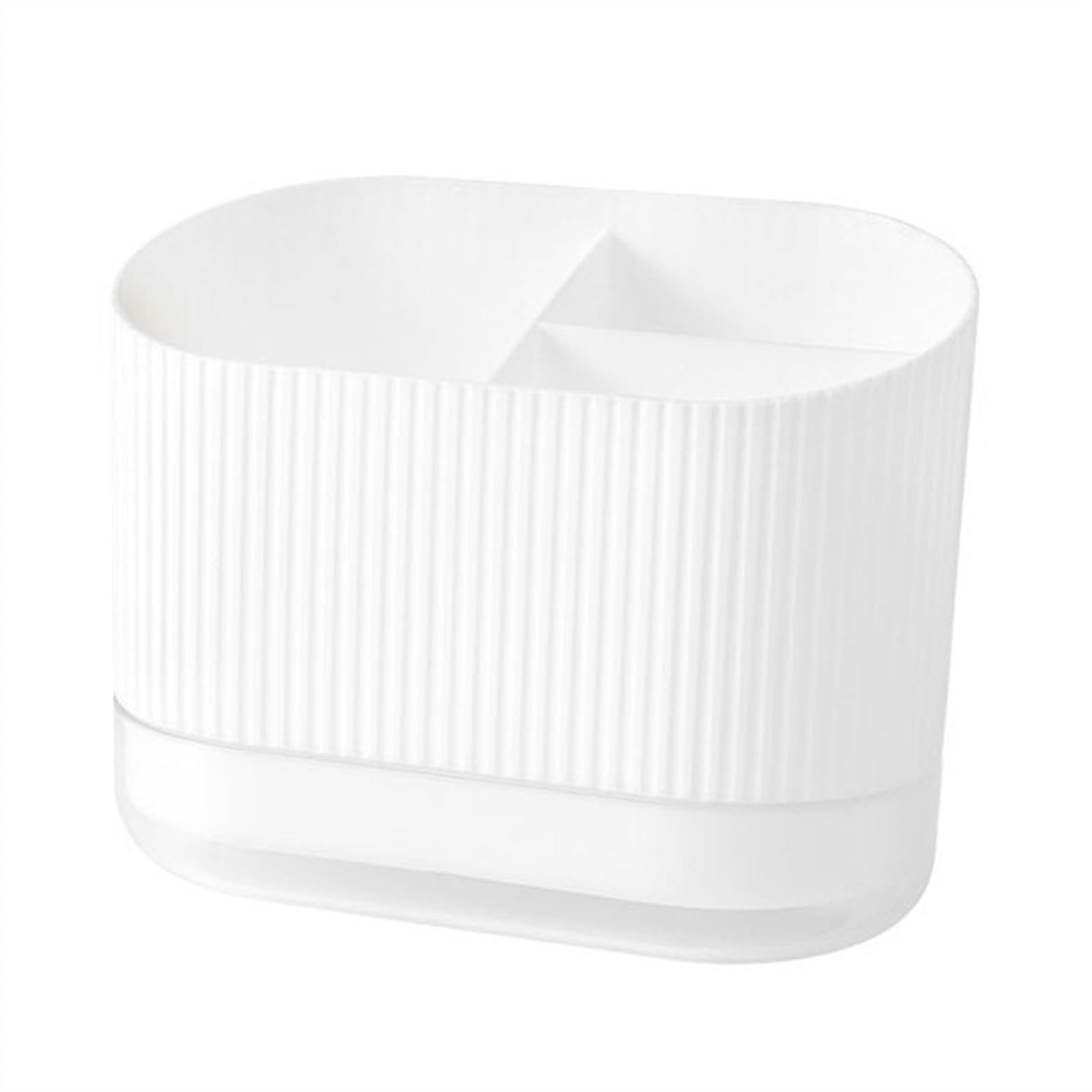 Gliget White Kitchen Utensil Holder Plastic Utensil Holder Cutlery Drainer Sink Caddy, Spoon Chopsticks Fork Drain Rack Cutlery Storage Holder Organizer With 3 Compartments Cooking Utensil Holder(White)