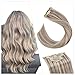 Ugeat 20inch Real Hair Extensions Clip in Human Hair Ash Blonde with Bleach Blonde Clip in Hair Extensions Brazilian Human Hair #P18/613 Clip in Human Hair Extensions 7PCS 100g/Pack