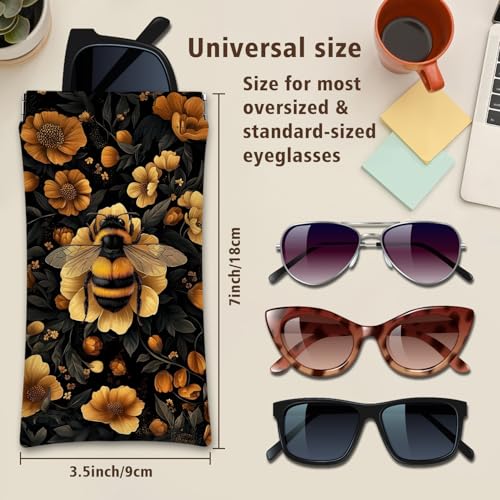 Image of Eyeglasses Sunglasses Case PU Soft Squeeze Top Glasses Pouch for Women Men,Animal Pattern Portable Anti Scratch