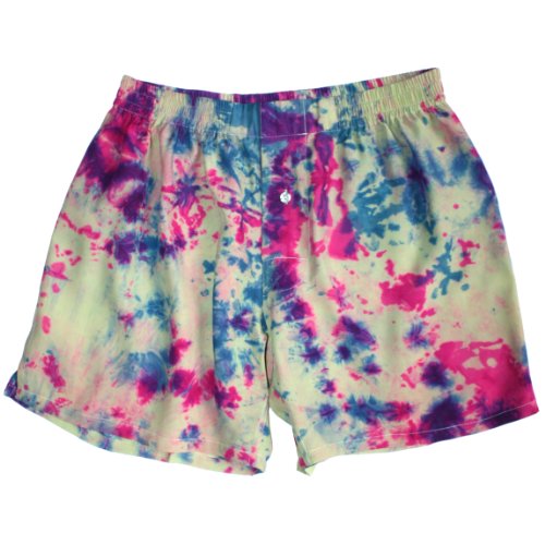 Lime Tie Dye Silk Boxers Sizes S, M, L, XL, XXL - 100% India Silk