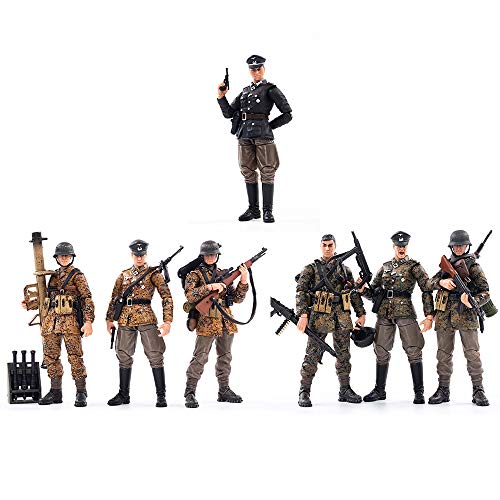 JoyToy 1/18 Action Figures 4-Inch WWII Wehrmacht and WWII German Officer 7 Soldier Figure PVC Military Model Collection Toys