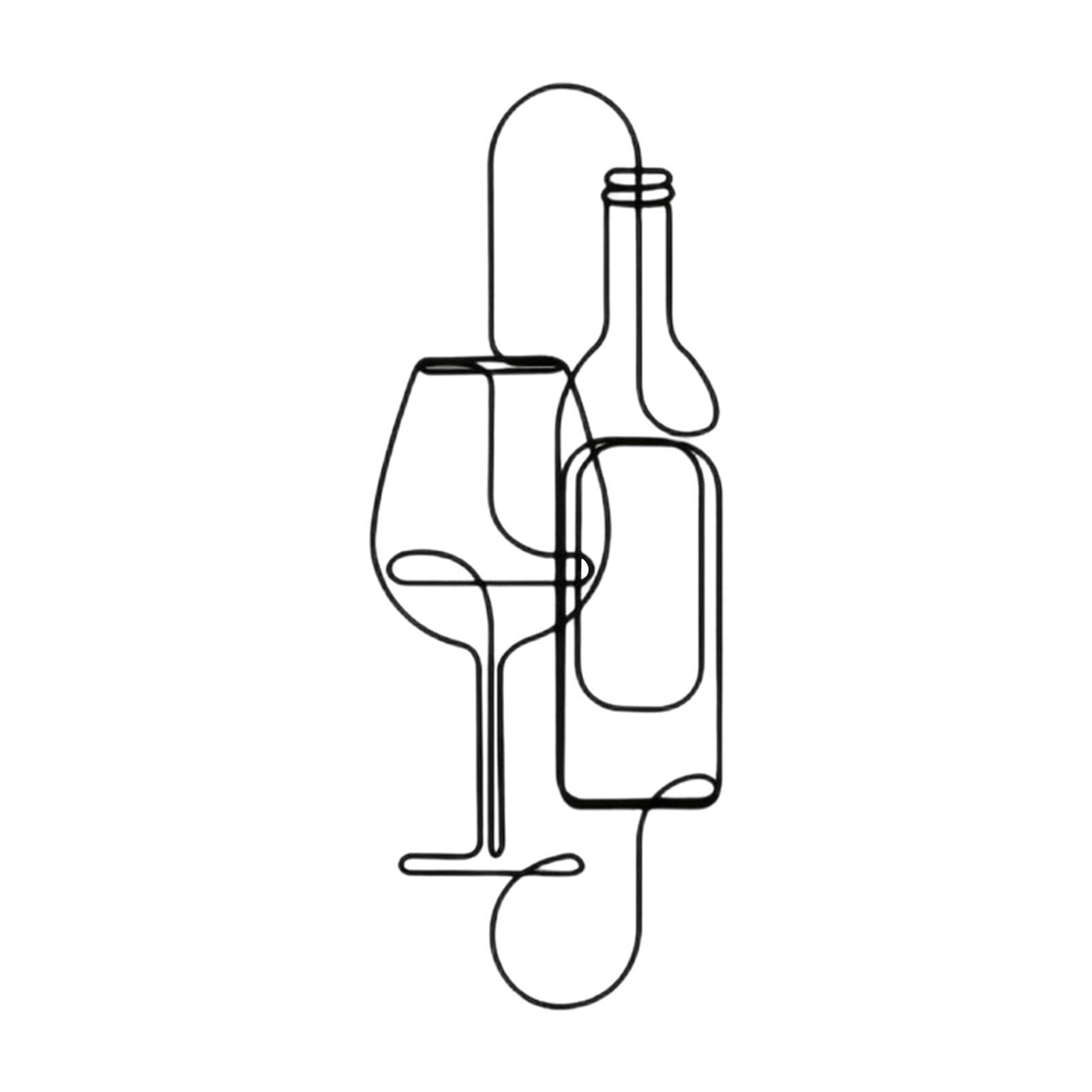 Decorazione da parete in metallo, scultura di bottiglia di vino, arte astratta da appendere alla parete, semplice decorazione per la casa, per cucina, sala da pranzo, bar, caffetteria, ufficio