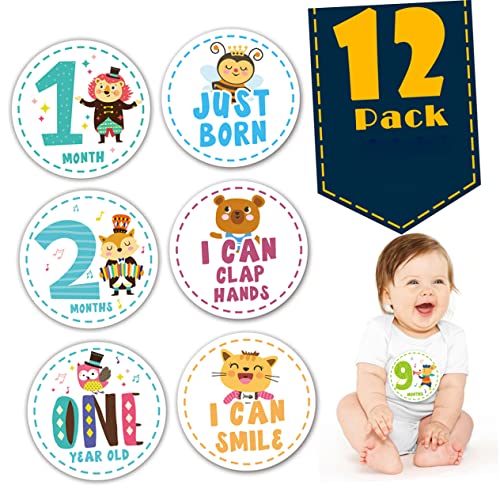 Addobbato Set Da 12 Pezzi adesivi per pietre miliari del bambino adesivo del primo anno del arredamento per bambini neonati animale decorare tabellone