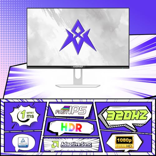 Image of Amzfast 25 Inch White Gaming Monitor 320Hz /300Hz /240Hz, FHD 1080P 1ms Fast IPS Monitor, 12 Months Warranty Exchange (DP Cable) TUV Rheinland Eye Care | AI Crosshair, Night Vision Function