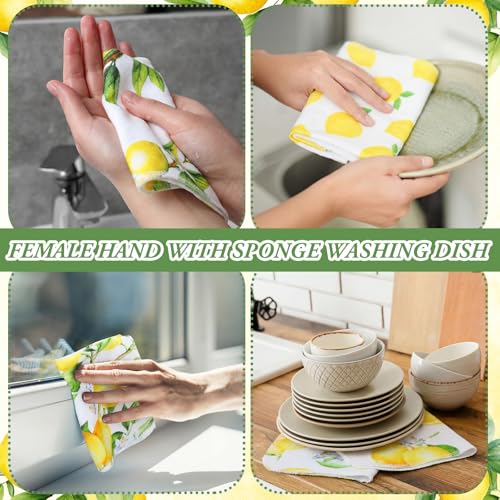 Image of Redbaker 30 Pcs Reusable Paper Towels Rolls Towels Bulk Kitchen Washable Paperless Cloth Cotton Hand Napkins with Cardboard Reusable Napkins for Kitchen Bathroom (Lemon Style)