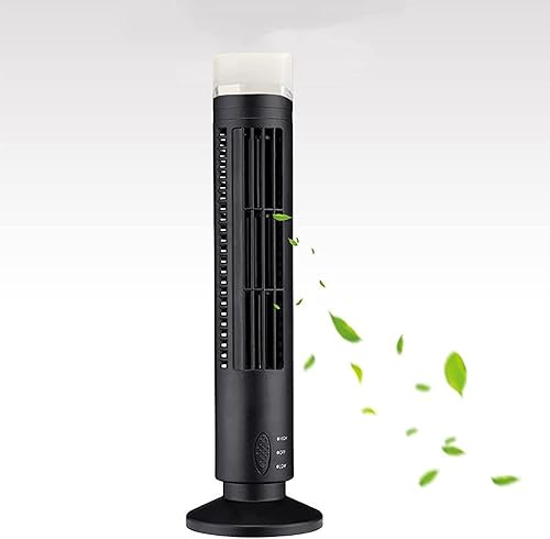 Miniatura 2 de Ventilador de torre USB mejorado sin aspas con luz LED, ventilador de mesa de escritorio con 2 velocidades, acondicionador vertical A-ir de 13