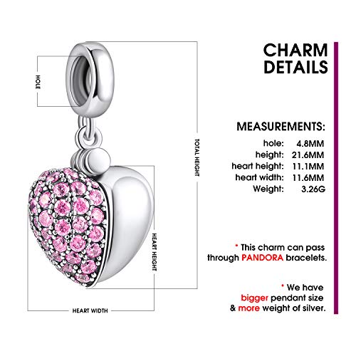 NINGAN Serie d'amore in argento 925 Pendente con perline Regalo di compleanno di San Valentino Adatto per collana di braccialetti da donna
