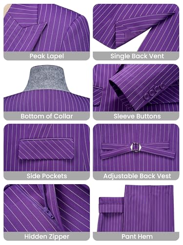 Women's 3 Piece Striped Suit One Button Slim Fit Business Work Professional Blazer Jacket Vest Pants Set3