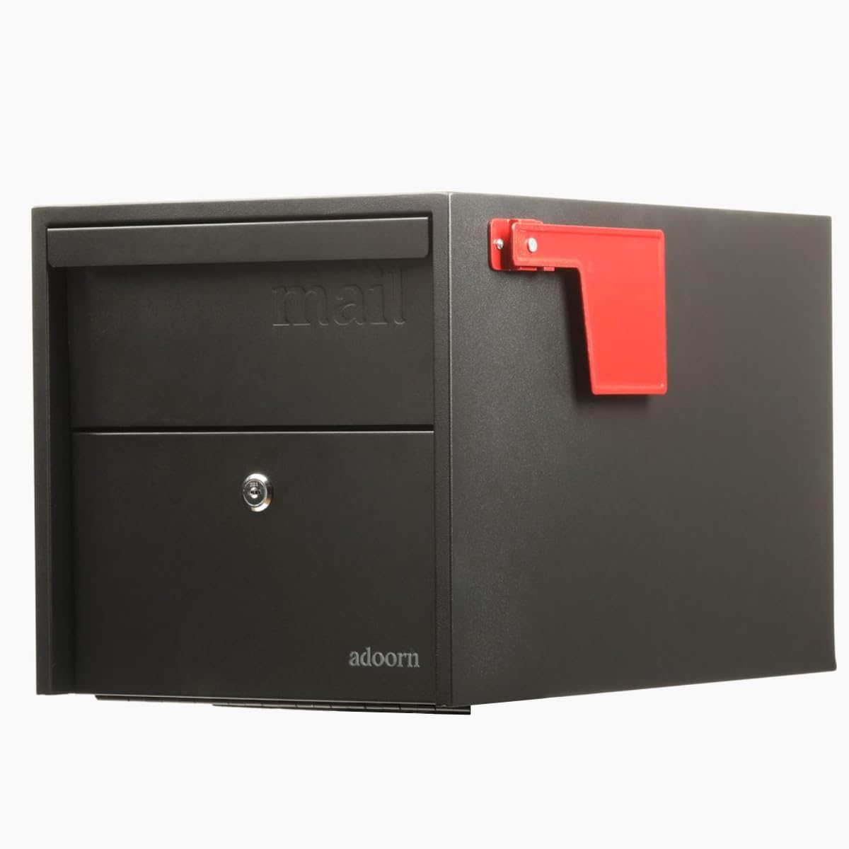 Post Mount Mailbox | Black, Small 12 x 12 x 18.5 (HxWxD) Anti-Theft Locking Mailbox with 2 keys, Modern Mailbox with Flag, Weatherproof Mailboxes for Outside