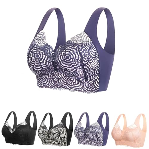 Slimory lymphvity detoxification and Shaping & Powerful Lifting Bra, Lymphatic Drainage Bra Tourmaline Bra, Lace Wireless Bra (as1, Alpha, xx_l, Regular, Regular, Blue)