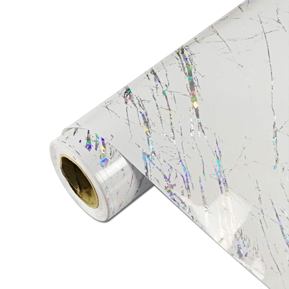 White Laser Pattern Adhesive Vinyl Peel and Stick Wallpaper for Cabinets Self Adhesive Shelf Liner for Kitchen Cabinets Removable Wallpaper Stick and Peel Gift Box Contact Paper 24 x 118 inch