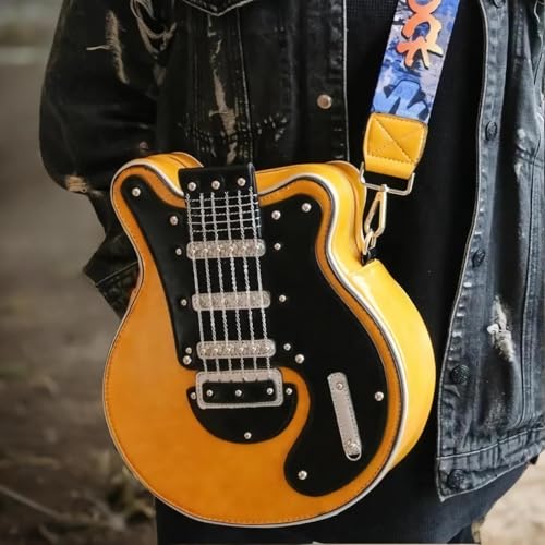 2025 New Guitar Shaped Crossbody Bag, Fashionable PU Leather, Gift for Guitar Players2