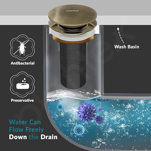 Image of Plantex Pure Brass Waste Coupling for Wash Basin /5 inch Drain Out let System Fully Thread Pop up Coupling for Wash Basin (Brass Antique - Pack of 1)