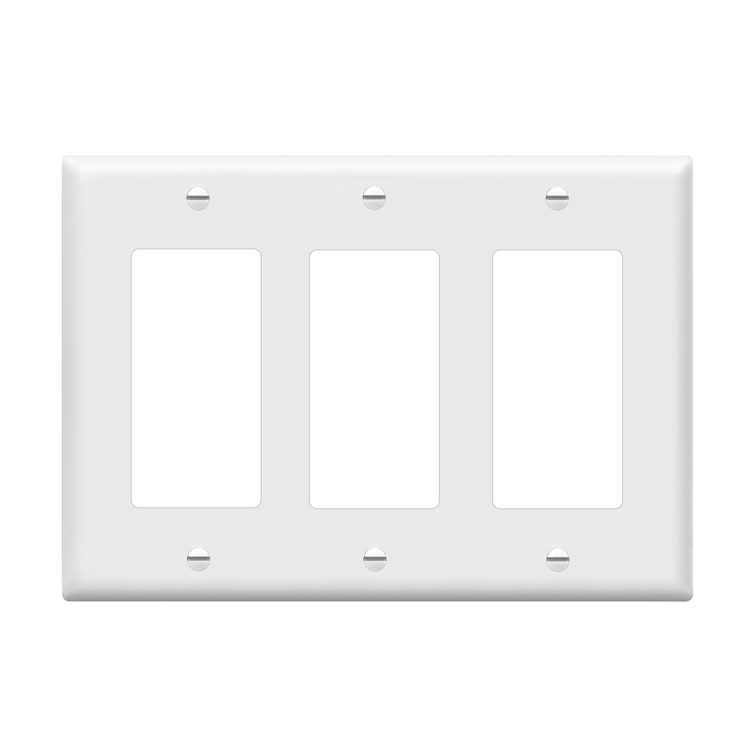 enerlites decorator light switch or receptacle outlet wall plate gloss finish size 3-gang 45034 x 63834 polycarbonate thermoplastic 8833-w white  standard size  1 count  pack of 1