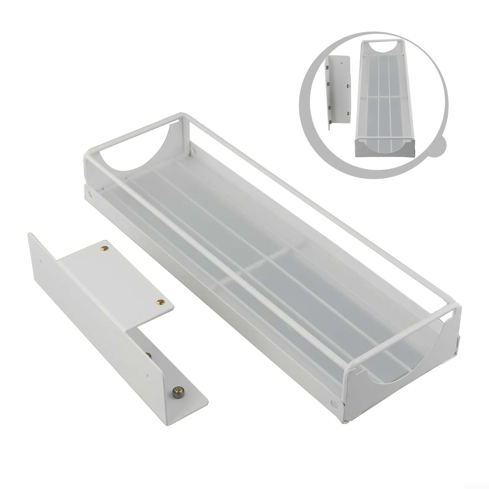 Organizer espandibile sotto il lavandino con cestino scorrevole, scaffale regolabile in acciaio inox per mobili da cucina e bagno, bianco o nero (bianco)