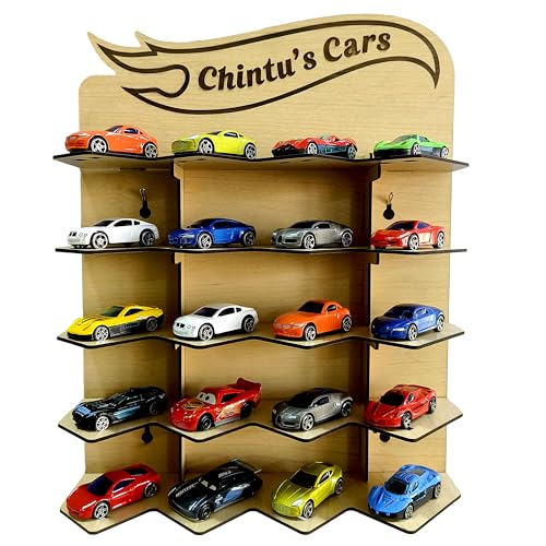 Image of SWAGSTATION Hotwheels Display Toy Car Garage - Customised Personalised Gift for Boys - Wooden Wall Hanging Car Stand to Hold 20 Toy Cars - Parking Garage Storage - Kids Room Decor Gift (Only Stand)