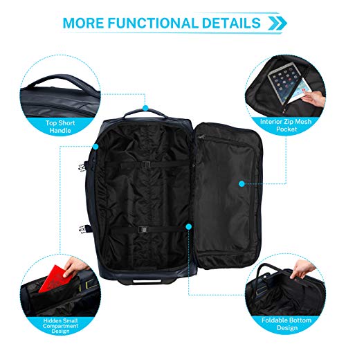 Gonex Rolling Duffle Bag with Wheels, 70L Water Repellent Wheeled Travel Duffel Luggage with Rollers 26 inch, Navy