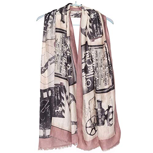 BDFA Moda Mujer Chal Largo Retro Pintura al óleo Pañuelo para el Cuello Otoño e Invierno Cálido Bufanda Grande,C