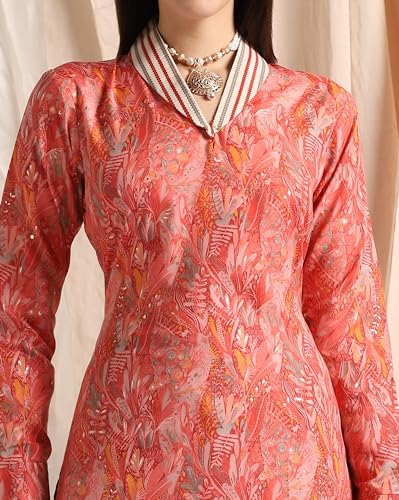 Image of DHRUVI TRENDZ Cotton Blend Kurta Set for Women | Kurta Set | Kurta Set for Women | Festive Kurta Set for Women | Regular Fit Kurta Set for Women