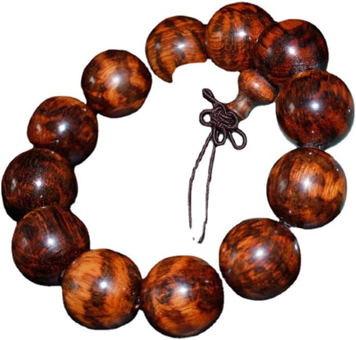 Mascot Wooden Crafts Wood Carving Art Wood Decoration Artwork 满纹蛇纹木手串2.0 高密度蛇纹木满榴花佛珠 佛珠手串商务礼品(蛇纹木爆满花15mm*15颗)