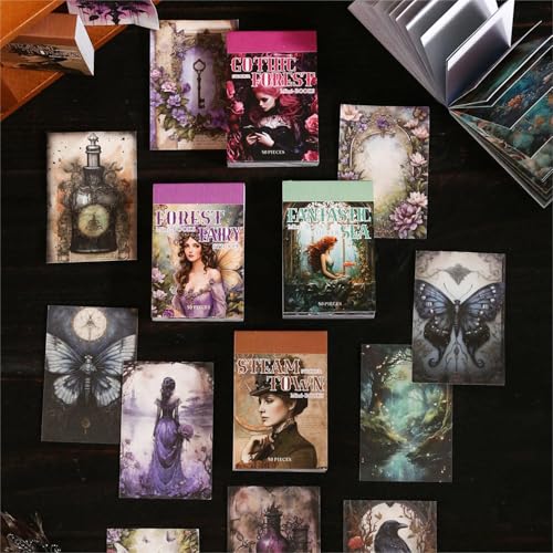 200 Fogli Adesivi per Scrapbooking Stickers Accessori Fata dei Fiori e Gotico Libro di Adesivi Vintage per Decorare Album, Bullet Journal e fai da te Quaderni(Libro magico di adesivi)