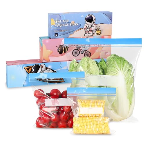Ciusdkler Bolsas con cierre de cremallera, 3 tamaños, bolsas reutilizables para congelador, bolsas de sándwich con cierre de cremallera, bolsas de almacenamiento de alimentos para aperitivos, frutas,