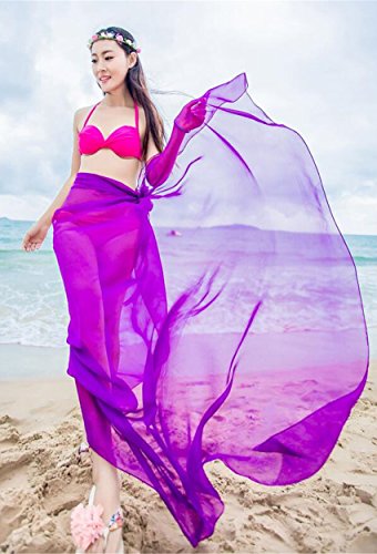 Pareo protector solar violeta para mujer de gran cobertura de bikini 3