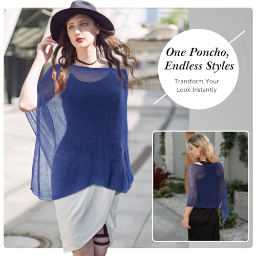 Image of Women Sheer Poncho Shrug Summer Sheer Blouse Top Lightweight Poncho Bolero for Evening Dress