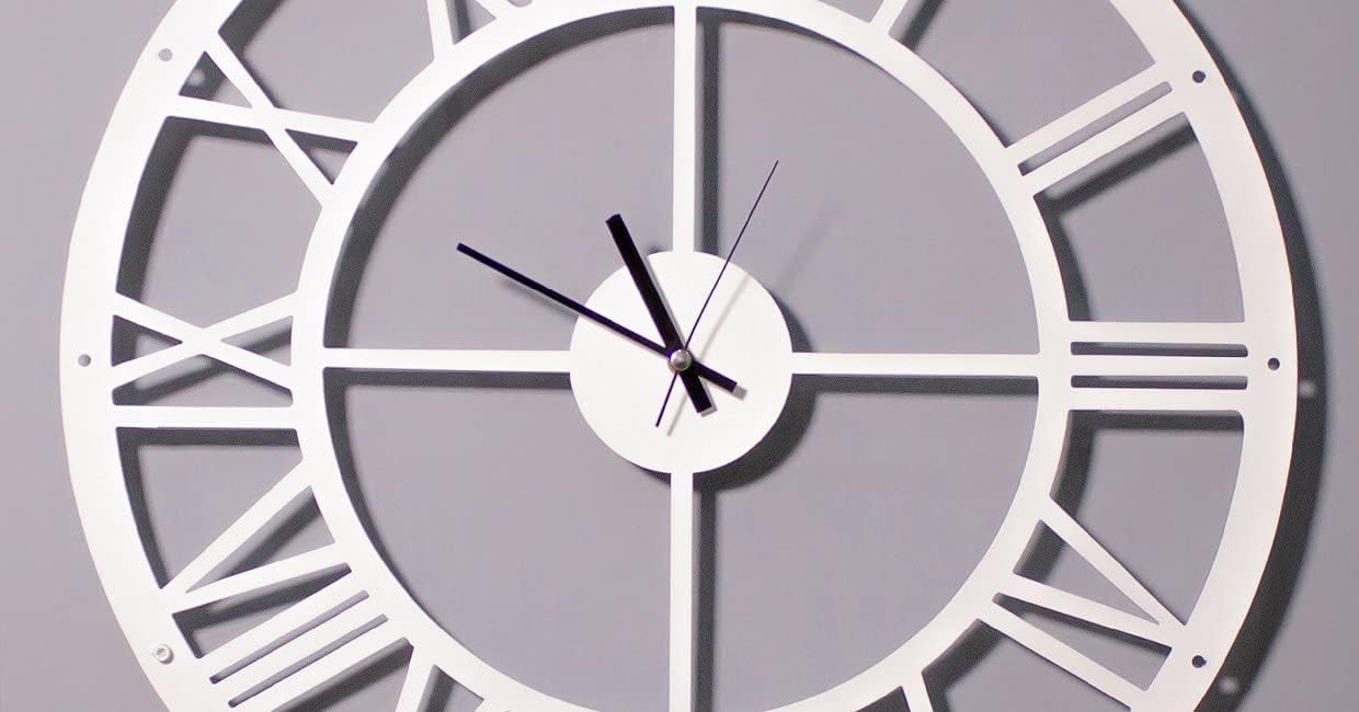 Homemania, Bookshelf, Wall Clock, White Metal, 50 x 0.16 x 50 cm, 50 X 0.16 X 50cm