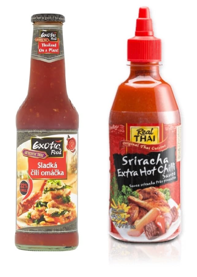 Salsa de chile Sriracha 430 ml y comida exótica auténtica salsa de chile dulce tailandesa 250 ml