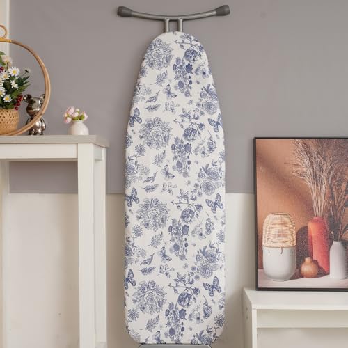 MinoCino Ironing Board Cover and Pad 18“x49”(125x45cm), Iron Board Cover with 6mm Thick Felt Padding, Drawstring, Hook and Loop Fasteners, Floral & Butterflies by MinoCino - Image 6