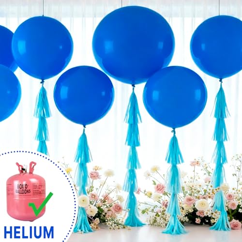 Image of PartyWoo Royal Blue Balloons 4pcs of 36 Inch Dark Blue Latex Balloons for Wedding Baby Shower Gender Reveal Anniversary Graduation Under The Sea Men Birthday Bachelorette Party Decorations Blue-Y5