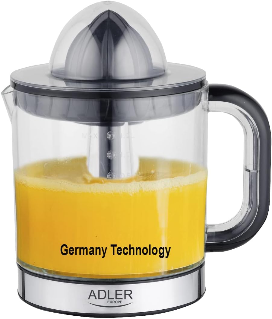 Adlereurope Germany technology Citrus & orange juicer XXX Large 1,2L 2 press cones for small and big citrus fruits with Cord storage system 1 year warranty