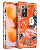 Rancase Compatible with Note 20 Ultra Case,Three Layer Heavy Duty Shockproof Protection Hard Plastic Bumper +Soft Silicone Rubber Protective Case for Samsung Galaxy Note 20 Ultra,Flamingo
