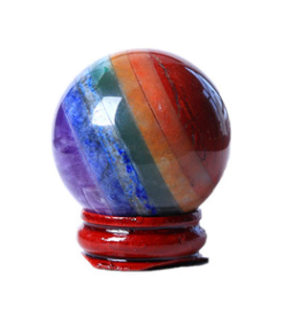 Natural Healing Gemstone Crystal Sphere Ball Seven Gemstone Mixed Crystal Ball Figurine Statue for Home Office Decoration Chakra Balancing Meditation (Seven Color Gemstone 40mm)