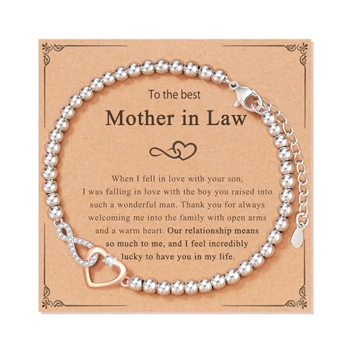 POWWA Mother in Law Gifts Mother in Law Mothers Day Gifts Infinity Bracelet Presents for Women Birthday Valentine Mothers Day Christmas Xmas