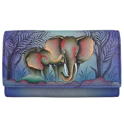 Anna by Anuschka Women's Hand-Painted Original Leather RFID Checkbook Clutch Wallet
