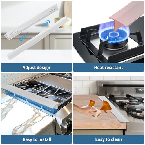 2 PCS Expandable Stainless Steel Stove Gap Covers (13.8"-27.5"), Kitchen Counter Filler Strip,Easy Retractable Length ， Cooktop Trim Kit，Oven Gap Filler，Heat Resistant Guard Between (Silver) by NKNP - Image 5
