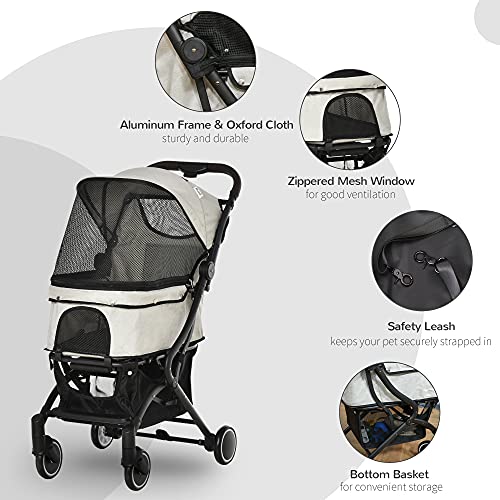 PawHut Travel Pet Stroller for Dogs, Cats, One-Click Fold Jogger Pushchair with Aluminum Frame, EVA Wheels, Brakes… - Image 7