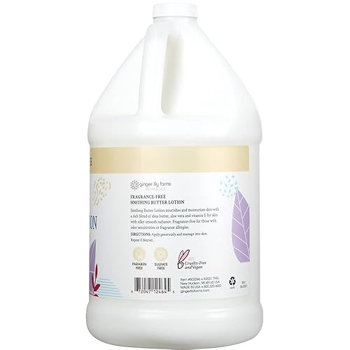 Miniatura 3 de Ginger Lily Farms Botanicals Loción de mantequilla calmante para piel seca y sensible, 100% vegana y libre de crueldad, sin fragancia, recarga de 1