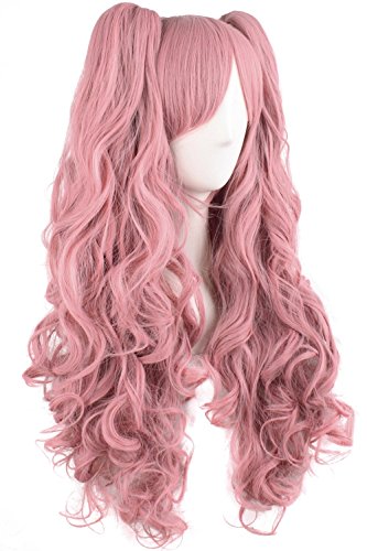 Anime Pink Pigtail Wig For Women Synthetic Long Curly Cosplay Wig Halloween Costume Party Cosplay Wig (Color-1) #TOP1