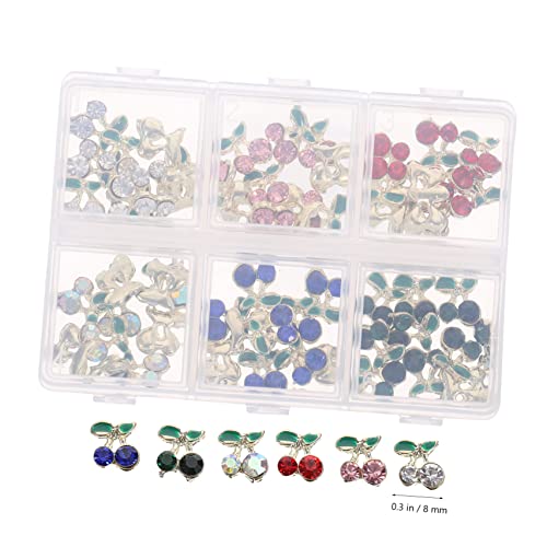 FRCOLOR 60 Pçs Acessórios De Arte Para Unhas Com Strass Decoração Com Glitter Cerejas Maraschino Dec